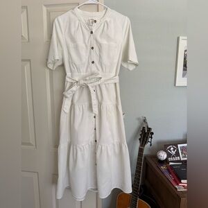 Bohme white corduroy midi dress
